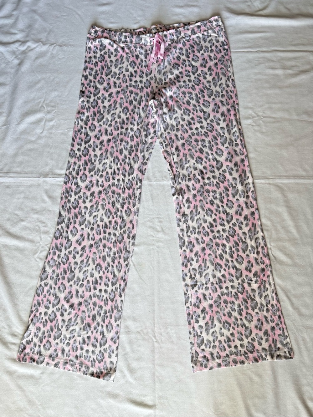 VTG Y2K VS Pajama Set Grey Rhinestone Heart Tank & Pink Leopard Pants M NWT
